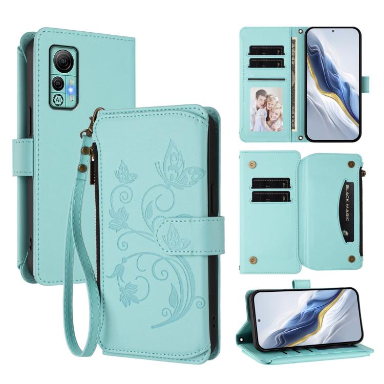 Butterfly Love Flower Multi-card Zipper Wallet Leather Phone Case, For Ulefone Note 14