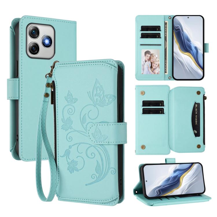 Butterfly Love Flower Multi-card Zipper Wallet Leather Phone Case, For Ulefone Note 21, For Ulefone Note 18 Ultra / Note 18 Pro, For Ulefone Note 20 Pro, For Ulefone Note 19, For Ulefone Note 17 Pro, For Ulefone Note 16 Pro
