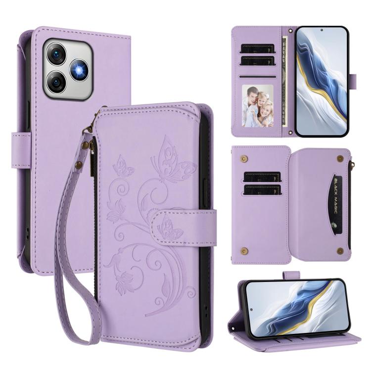 Butterfly Love Flower Multi-card Zipper Wallet Leather Phone Case, For Ulefone Note 21, For Ulefone Note 18 Ultra / Note 18 Pro, For Ulefone Note 20 Pro, For Ulefone Note 19, For Ulefone Note 17 Pro, For Ulefone Note 16 Pro