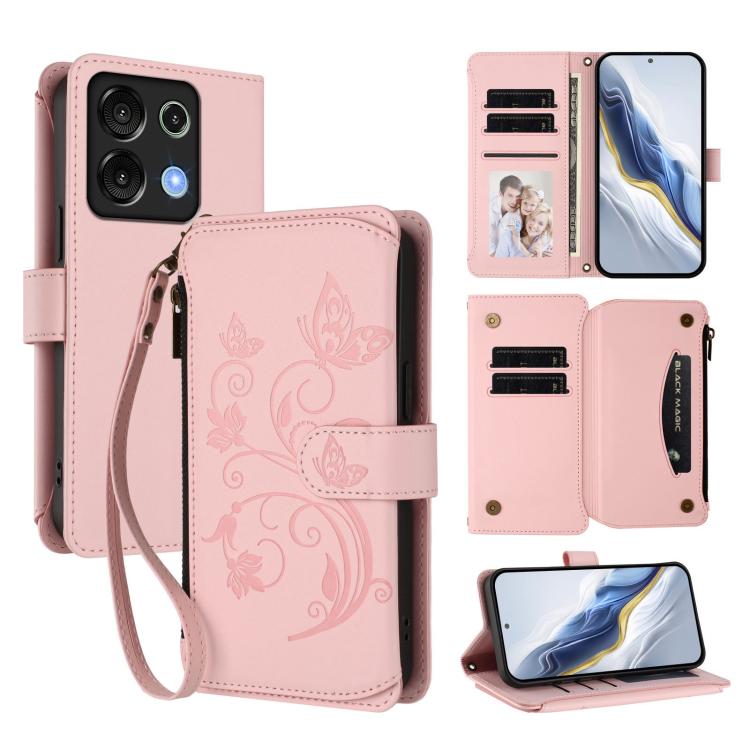 Butterfly Love Flower Multi-card Zipper Wallet Leather Phone Case, For Umidigi G100, For Umidigi Note 100, For Umidigi Note 90, For Umidigi A15 / A15C / A15T, For Umidigi G9 5G, For Umidigi Bison X20