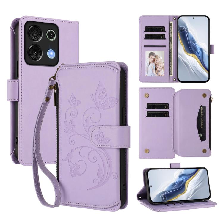Butterfly Love Flower Multi-card Zipper Wallet Leather Phone Case, For Umidigi G100, For Umidigi Note 100, For Umidigi Note 90, For Umidigi A15 / A15C / A15T, For Umidigi G9 5G, For Umidigi Bison X20