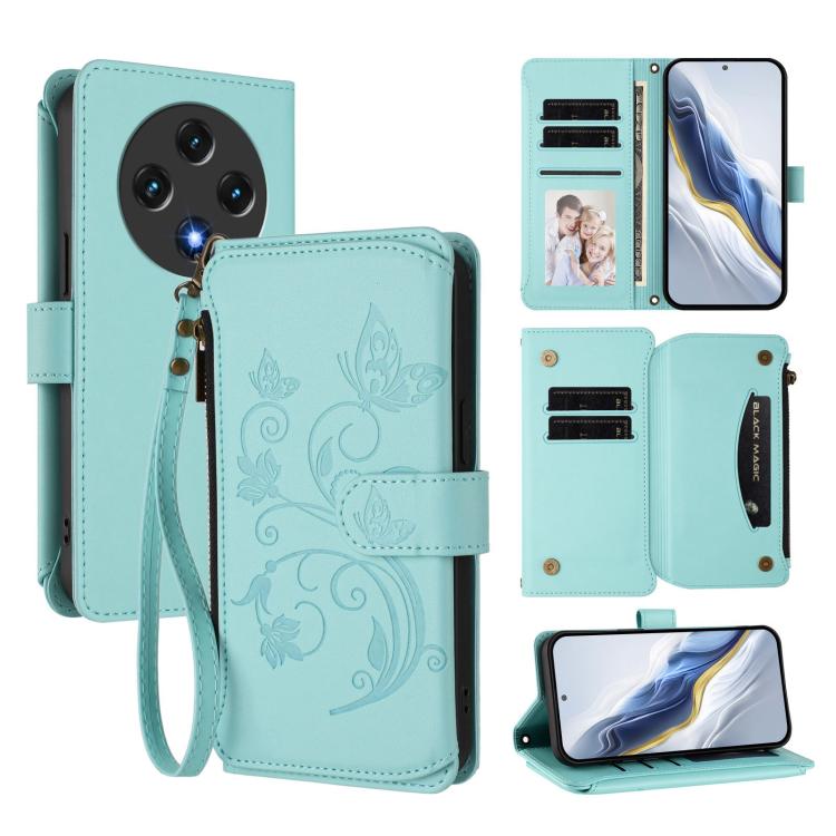 Butterfly Love Flower Multi-card Zipper Wallet Leather Phone Case, For Umidigi G100, For Umidigi Note 100, For Umidigi Note 90, For Umidigi A15 / A15C / A15T, For Umidigi G9 5G, For Umidigi Bison X20