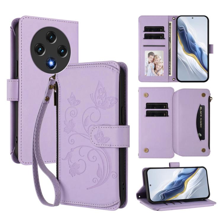 Butterfly Love Flower Multi-card Zipper Wallet Leather Phone Case, For Umidigi G100, For Umidigi Note 100, For Umidigi Note 90, For Umidigi A15 / A15C / A15T, For Umidigi G9 5G, For Umidigi Bison X20