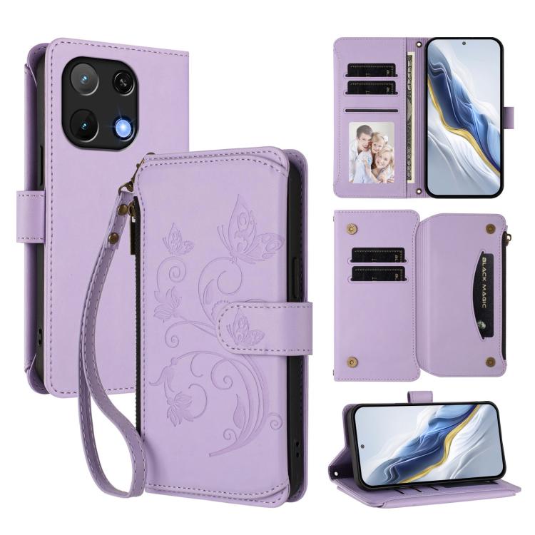 Butterfly Love Flower Multi-card Zipper Wallet Leather Phone Case, For Umidigi G100, For Umidigi Note 100, For Umidigi Note 90, For Umidigi A15 / A15C / A15T, For Umidigi G9 5G, For Umidigi Bison X20
