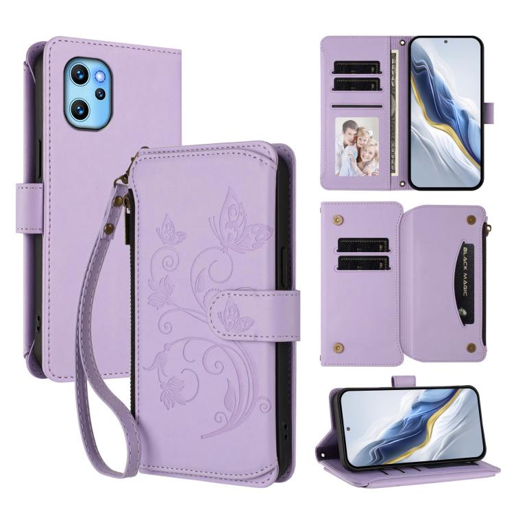 Butterfly Love Flower Multi-card Zipper Wallet Leather Phone Case, For Umidigi Power 7 / Power 7S, For Umidigi Power 7 Max