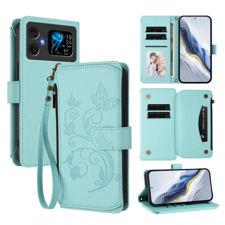 Butterfly Love Flower Multi-card Zipper Wallet Leather Phone Case, For Cubot A40, For Cubot P90, For Cubot A30, For Cubot A20, For Cubot Max 5, For Cubot A10