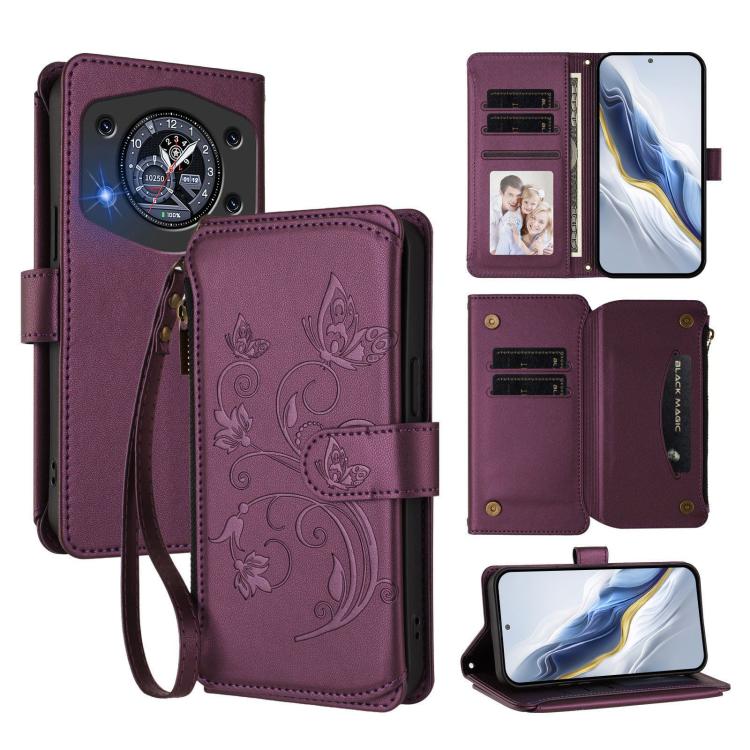 Butterfly Love Flower Multi-card Zipper Wallet Leather Phone Case, For Cubot A40, For Cubot P90, For Cubot A30, For Cubot A20, For Cubot Max 5, For Cubot A10