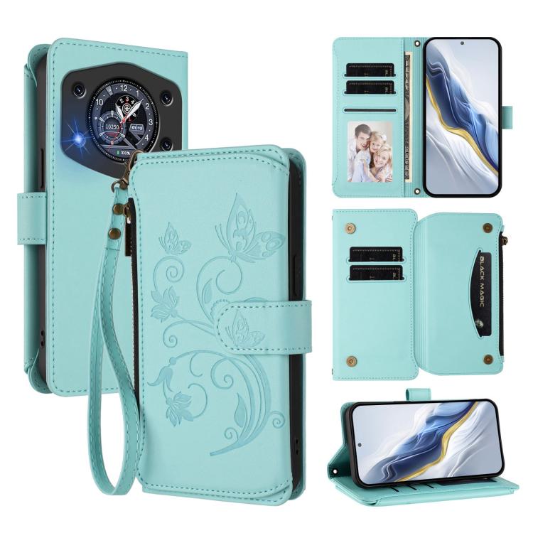 Butterfly Love Flower Multi-card Zipper Wallet Leather Phone Case, For Cubot A40, For Cubot P90, For Cubot A30, For Cubot A20, For Cubot Max 5, For Cubot A10