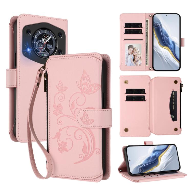 Butterfly Love Flower Multi-card Zipper Wallet Leather Phone Case, For Cubot A40, For Cubot P90, For Cubot A30, For Cubot A20, For Cubot Max 5, For Cubot A10