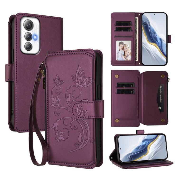 Butterfly Love Flower Multi-card Zipper Wallet Leather Phone Case, For Cubot A40, For Cubot P90, For Cubot A30, For Cubot A20, For Cubot Max 5, For Cubot A10