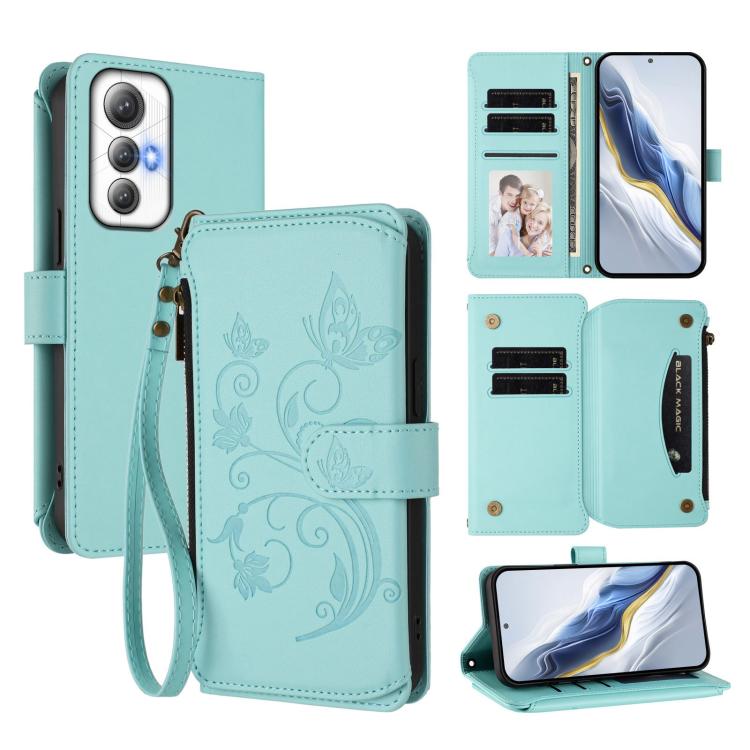 Butterfly Love Flower Multi-card Zipper Wallet Leather Phone Case, For Cubot A40, For Cubot P90, For Cubot A30, For Cubot A20, For Cubot Max 5, For Cubot A10