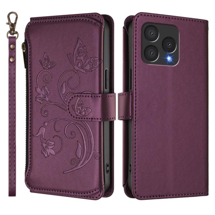 Butterfly Love Flower Multi-card Zipper Wallet Leather Phone Case, For Cubot A40, For Cubot P90, For Cubot A30, For Cubot A20, For Cubot Max 5, For Cubot A10