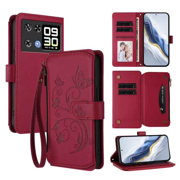 Butterfly Love Flower Multi-card Zipper Wallet Leather Phone Case, For Cubot A40, For Cubot P90, For Cubot A30, For Cubot A20, For Cubot Max 5, For Cubot A10