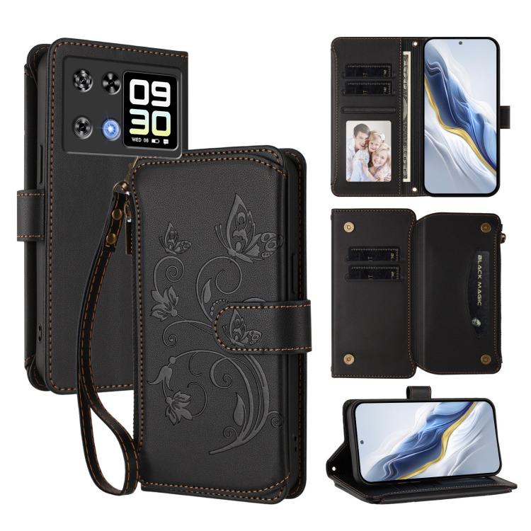 Butterfly Love Flower Multi-card Zipper Wallet Leather Phone Case, For Cubot A40, For Cubot P90, For Cubot A30, For Cubot A20, For Cubot Max 5, For Cubot A10