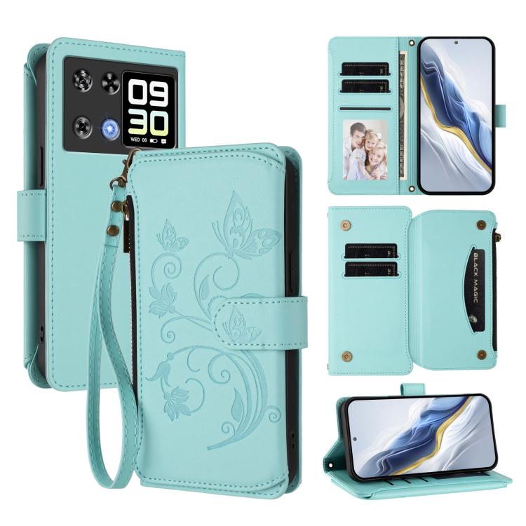Butterfly Love Flower Multi-card Zipper Wallet Leather Phone Case, For Cubot A40, For Cubot P90, For Cubot A30, For Cubot A20, For Cubot Max 5, For Cubot A10