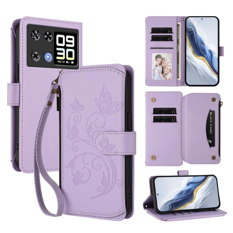 Butterfly Love Flower Multi-card Zipper Wallet Leather Phone Case, For Cubot A40, For Cubot P90, For Cubot A30, For Cubot A20, For Cubot Max 5, For Cubot A10