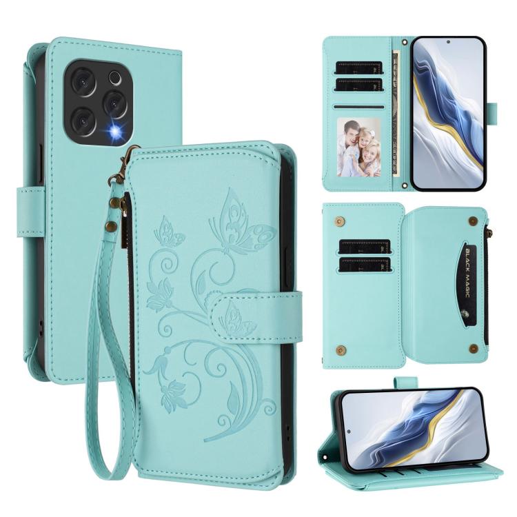 Butterfly Love Flower Multi-card Zipper Wallet Leather Phone Case, For Doogee Note 56 / Note 56 Pro, For Doogee N60 Pro, For Doogee Note 59 / Note 59 Pro, For Doogee Note 58 / Note 58 Pro, For Doogee Blade GT, For Doogee N55 / N55 Plus