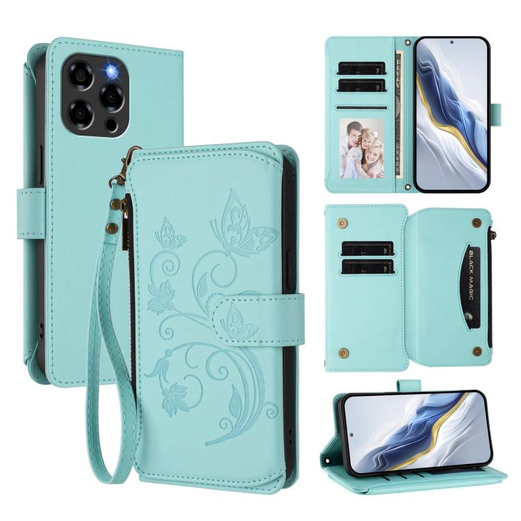 Butterfly Love Flower Multi-card Zipper Wallet Leather Phone Case, For Doogee Note 56 / Note 56 Pro, For Doogee N60 Pro, For Doogee Note 59 / Note 59 Pro, For Doogee Note 58 / Note 58 Pro, For Doogee Blade GT, For Doogee N55 / N55 Plus