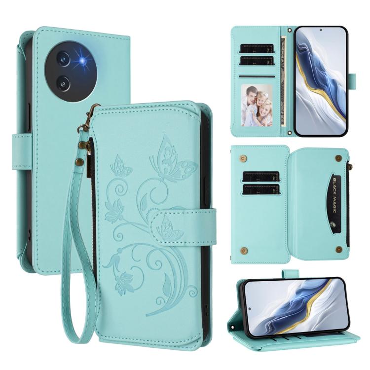 Butterfly Love Flower Multi-card Zipper Wallet Leather Phone Case, For Doogee Note 56 / Note 56 Pro, For Doogee N60 Pro, For Doogee Note 59 / Note 59 Pro, For Doogee Note 58 / Note 58 Pro, For Doogee Blade GT, For Doogee N55 / N55 Plus
