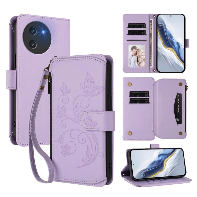 Butterfly Love Flower Multi-card Zipper Wallet Leather Phone Case, For Doogee Note 56 / Note 56 Pro, For Doogee N60 Pro, For Doogee Note 59 / Note 59 Pro, For Doogee Note 58 / Note 58 Pro, For Doogee Blade GT, For Doogee N55 / N55 Plus