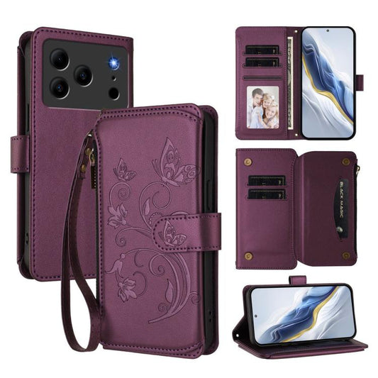 Butterfly Love Flower Multi-card Zipper Wallet Leather Phone Case, For Doogee Note 56 / Note 56 Pro, For Doogee N60 Pro, For Doogee Note 59 / Note 59 Pro, For Doogee Note 58 / Note 58 Pro, For Doogee Blade GT, For Doogee N55 / N55 Plus