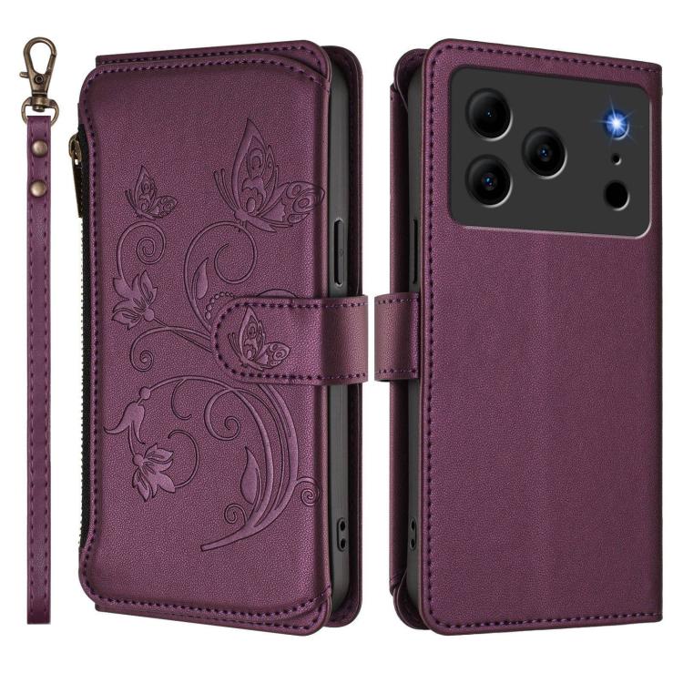 Butterfly Love Flower Multi-card Zipper Wallet Leather Phone Case, For Doogee Note 56 / Note 56 Pro, For Doogee N60 Pro, For Doogee Note 59 / Note 59 Pro, For Doogee Note 58 / Note 58 Pro, For Doogee Blade GT, For Doogee N55 / N55 Plus