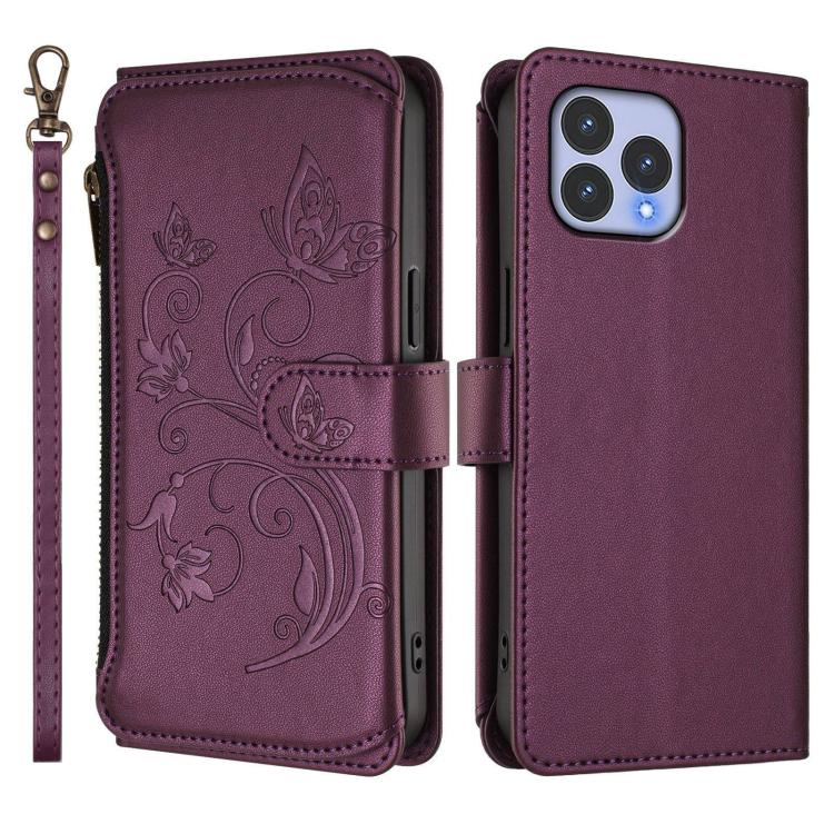 Butterfly Love Flower Multi-card Zipper Wallet Leather Phone Case, For Wiko T60 / Cubot P80, For Wiko T20