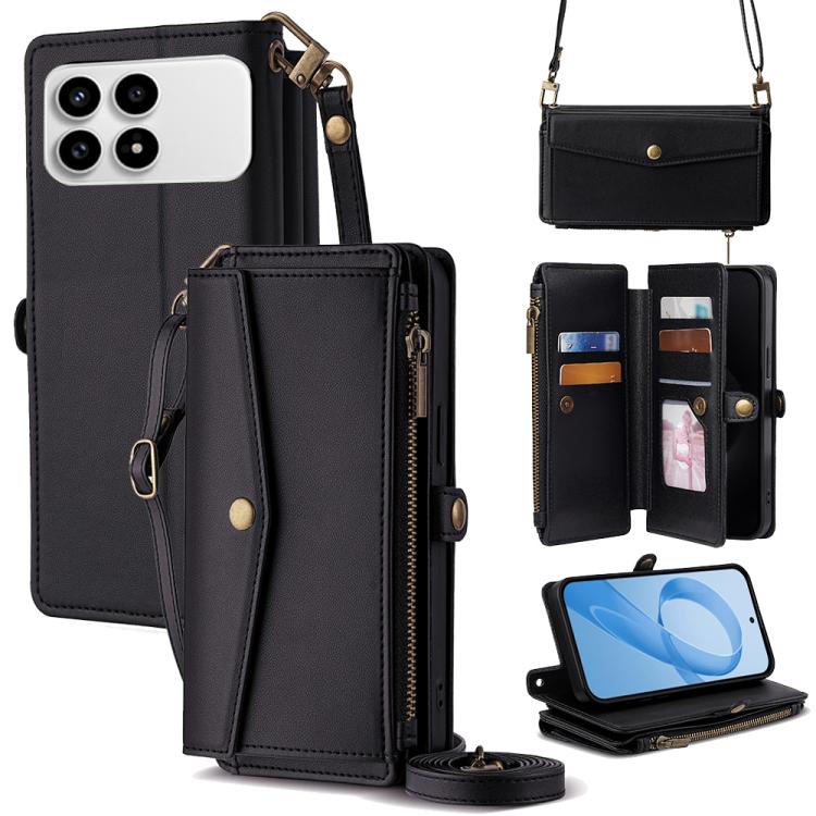 Zipper Wallet Side Buckle Crossbody Lanyard Leather Phone Case, For Redmi A7 Pro 171mm / Poco C85x 5G, For Redmi Turbo 5 Max 5G / Poco X8 Pro Max 5G, For Redmi Turbo 5 5G / Poco X8 Pro 5G, For Redmi K90 Pro Max 5G / Poco F8 Ultra                       ...