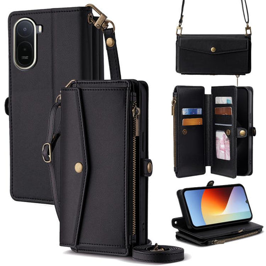 Zipper Wallet Side Buckle Crossbody Lanyard Leather Phone Case, For Redmi A7 Pro 171mm / Poco C85x 5G, For Redmi Turbo 5 Max 5G / Poco X8 Pro Max 5G