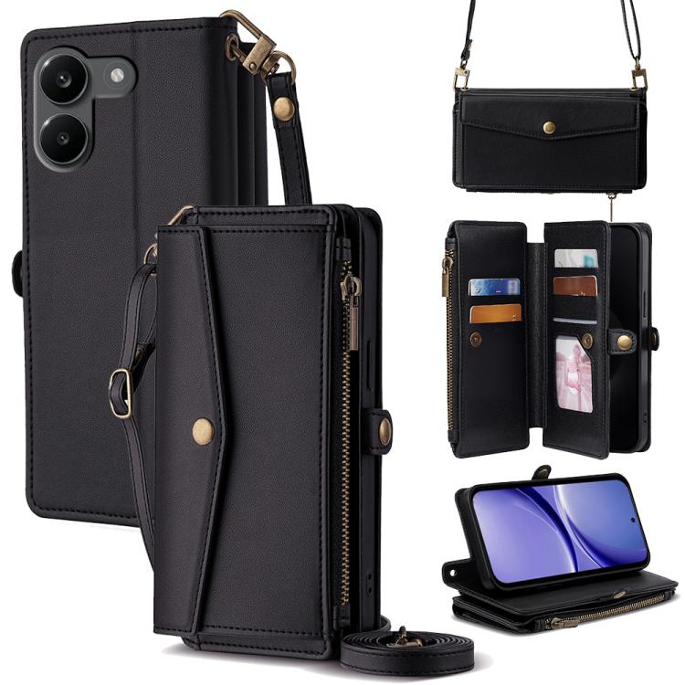 Zipper Wallet Side Buckle Crossbody Lanyard Leather Phone Case, For Redmi A7 Pro 171mm / Poco C85x 5G, For Redmi Turbo 5 Max 5G / Poco X8 Pro Max 5G, For Redmi Turbo 5 5G / Poco X8 Pro 5G, For Redmi K90 Pro Max 5G / Poco F8 Ultra                       ...