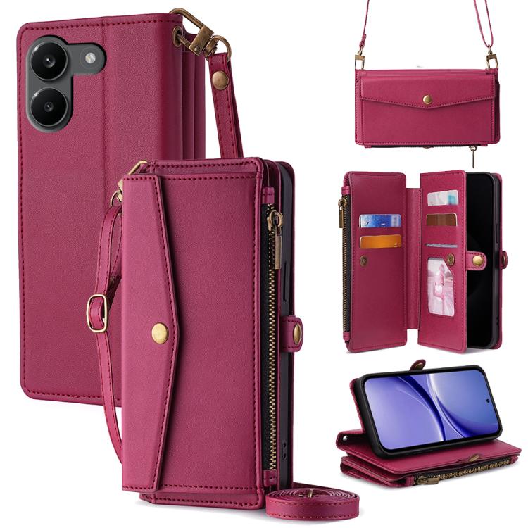 Zipper Wallet Side Buckle Crossbody Lanyard Leather Phone Case, For Redmi A7 Pro 171mm / Poco C85x 5G, For Redmi Turbo 5 Max 5G / Poco X8 Pro Max 5G, For Redmi Turbo 5 5G / Poco X8 Pro 5G, For Redmi K90 Pro Max 5G / Poco F8 Ultra                       ...