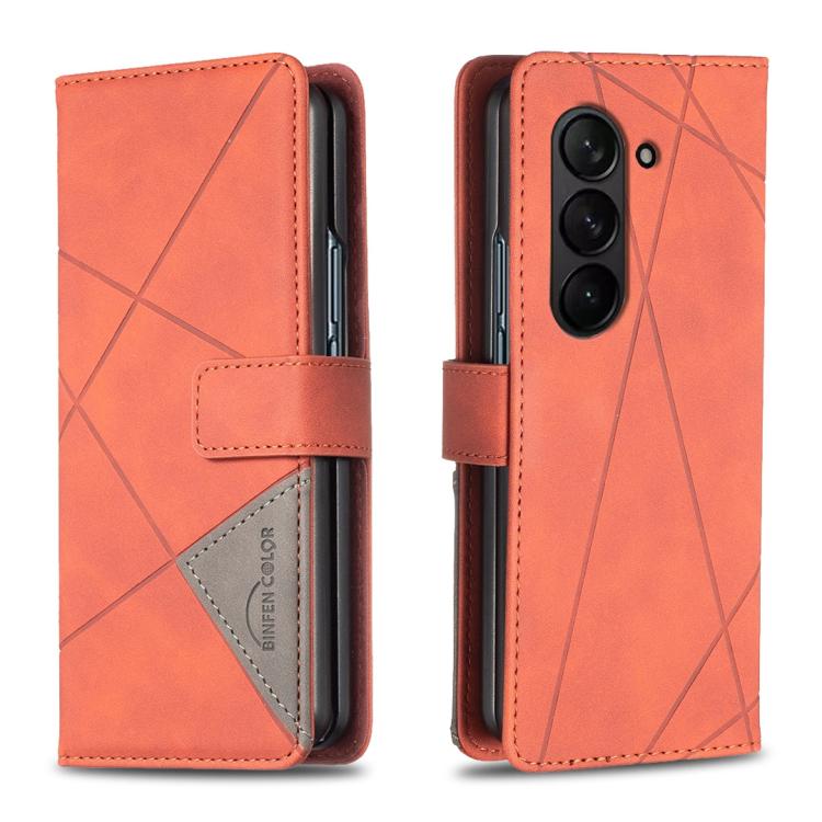 Magnetic Buckle Rhombus Texture Leather Phone Case, For Samsung Galaxy Z Fold7, For Samsung Galaxy Z Fold6, For Samsung Galaxy Z Fold5