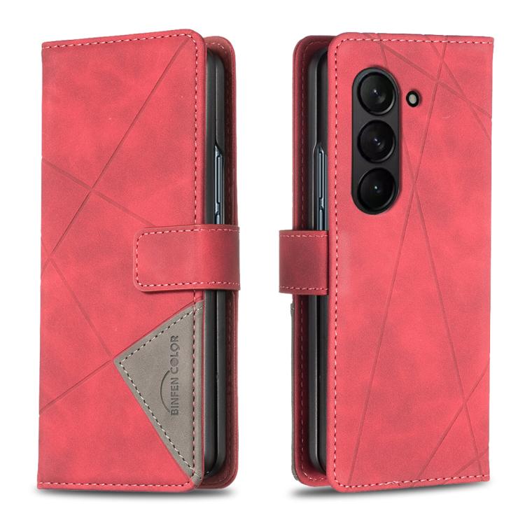 Magnetic Buckle Rhombus Texture Leather Phone Case, For Galaxy Z Fold8 5G, For Galaxy Z Fold8 Ultra 5G, For Samsung Galaxy Z Fold7, For Samsung Galaxy Z Fold6, For Samsung Galaxy Z Fold5