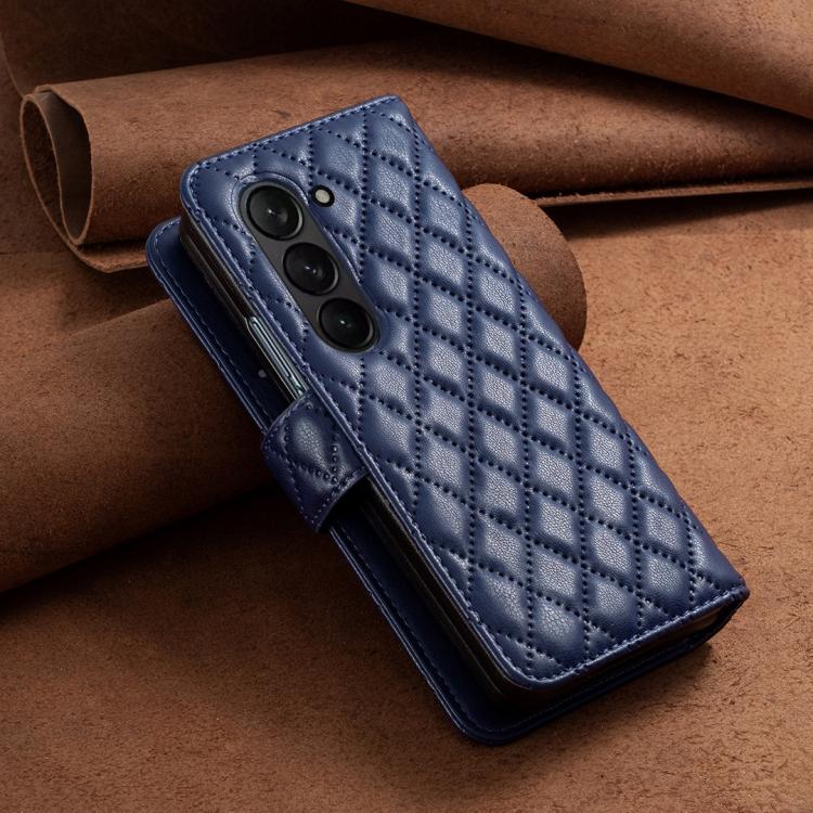Diamond Lattice Wallet Flip Leather Phone Case, For Samsung Galaxy Z Fold7, For Samsung Galaxy Z Fold6, For Samsung Galaxy Z Fold5