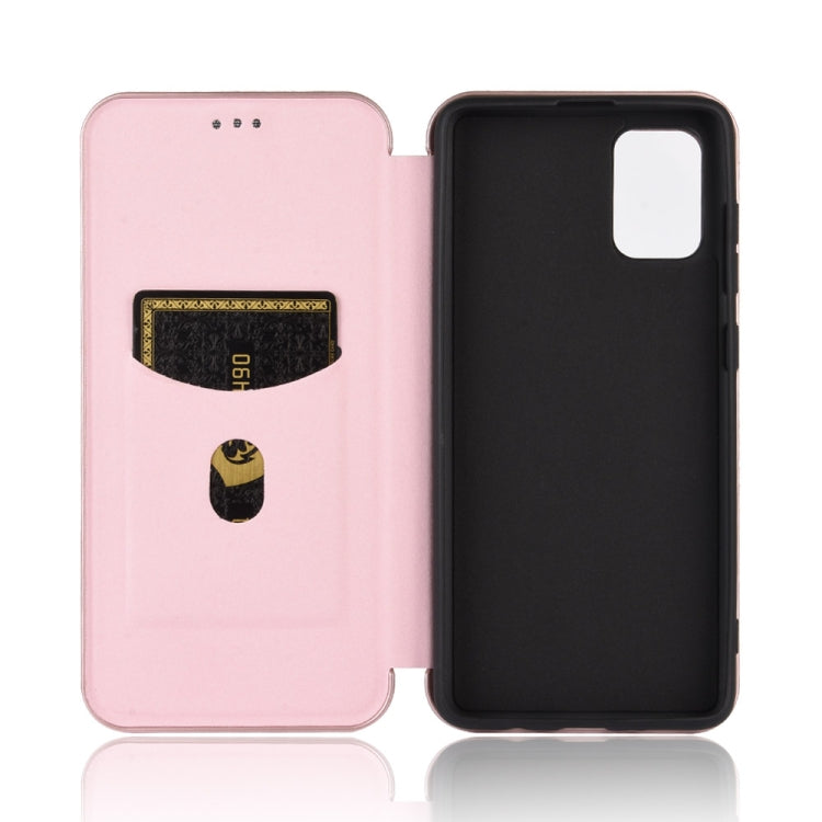 Carbon Fiber Texture Magnetic Horizontal Flip TPU + PC + PU Leather Case with Card Slot, For Galaxy M51 (Side Fingerprint), For DOOGEE N20 Pro