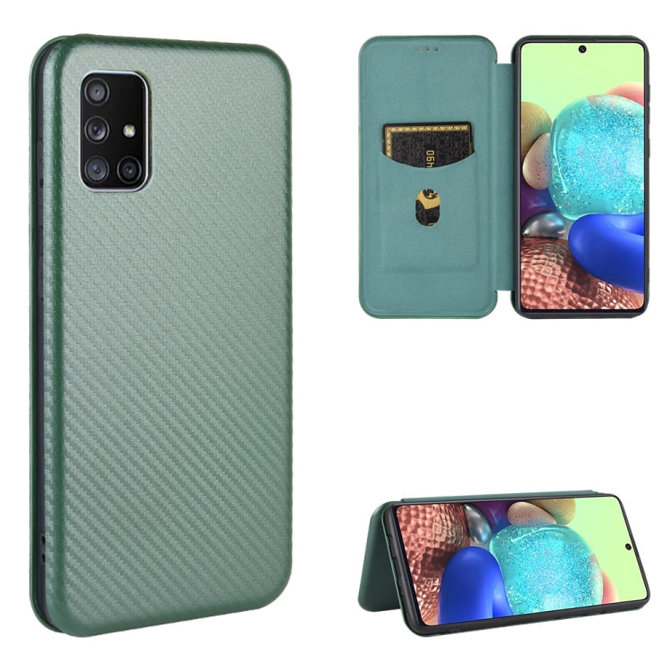 Carbon Fiber Texture Magnetic Horizontal Flip TPU + PC + PU Leather Case with Card Slot, For Galaxy M51 (Side Fingerprint), For DOOGEE N20 Pro