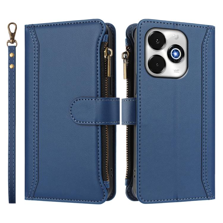 Magnetic Closure 9 Card Slots Zipper Leather Case with Hand Strap, For UMIDIGI G100X 5G / 4G, For UMIDIGI G100 Pro