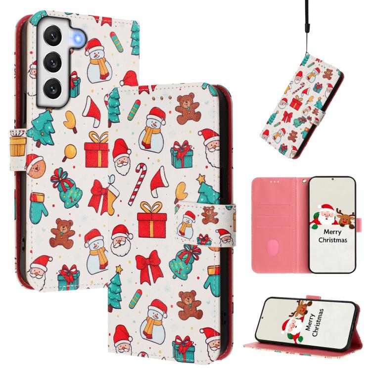 Christmas Series Buckle Leather Phone Case with Hand Strap, For Samsung Galaxy S23 5G, For Samsung Galaxy Xcover6 Pro, For Samsung Galaxy S22 Ultra 5G, For Samsung Galaxy S22+ 5G, For Samsung Galaxy S22 5G