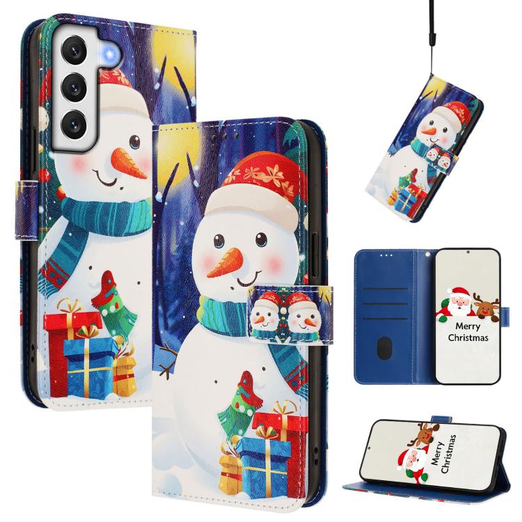 Christmas Series Buckle Leather Phone Case with Hand Strap, For Samsung Galaxy S23 5G, For Samsung Galaxy Xcover6 Pro, For Samsung Galaxy S22 Ultra 5G, For Samsung Galaxy S22+ 5G, For Samsung Galaxy S22 5G