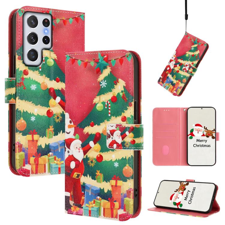 Christmas Series Buckle Leather Phone Case with Hand Strap, For Samsung Galaxy S23 5G, For Samsung Galaxy Xcover6 Pro, For Samsung Galaxy S22 Ultra 5G, For Samsung Galaxy S22+ 5G, For Samsung Galaxy S22 5G