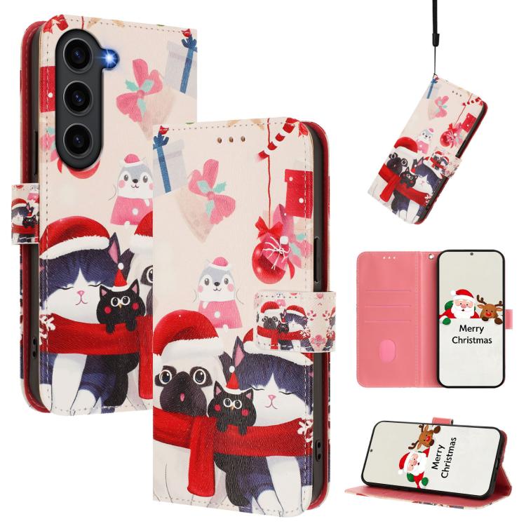 Christmas Series Buckle Leather Phone Case with Hand Strap, For Samsung Galaxy S23 5G, For Samsung Galaxy Xcover6 Pro, For Samsung Galaxy S22 Ultra 5G, For Samsung Galaxy S22+ 5G, For Samsung Galaxy S22 5G