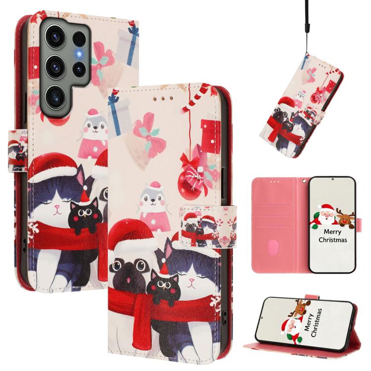 Christmas Series Buckle Leather Phone Case with Hand Strap, For Samsung Galaxy S25 Ultra 5G, For Samsung Galaxy S24 FE 5G, For Samsung Galaxy Xcover7 Pro, For Samsung Galaxy Xcover7 5G, For Samsung Galaxy S24 Ultra 5G, For Samsung Galaxy S23 FE 5G     ...