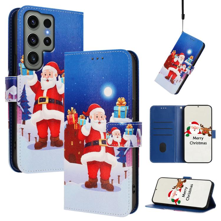 Christmas Series Buckle Leather Phone Case with Hand Strap, For Samsung Galaxy S25 Ultra 5G, For Samsung Galaxy S24 FE 5G, For Samsung Galaxy Xcover7 Pro, For Samsung Galaxy Xcover7 5G, For Samsung Galaxy S24 Ultra 5G, For Samsung Galaxy S23 FE 5G     ...