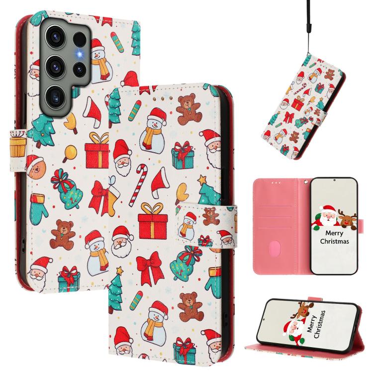 Christmas Series Buckle Leather Phone Case with Hand Strap, For Samsung Galaxy S25 Ultra 5G, For Samsung Galaxy S24 FE 5G, For Samsung Galaxy Xcover7 Pro, For Samsung Galaxy Xcover7 5G, For Samsung Galaxy S24 Ultra 5G, For Samsung Galaxy S23 FE 5G     ...