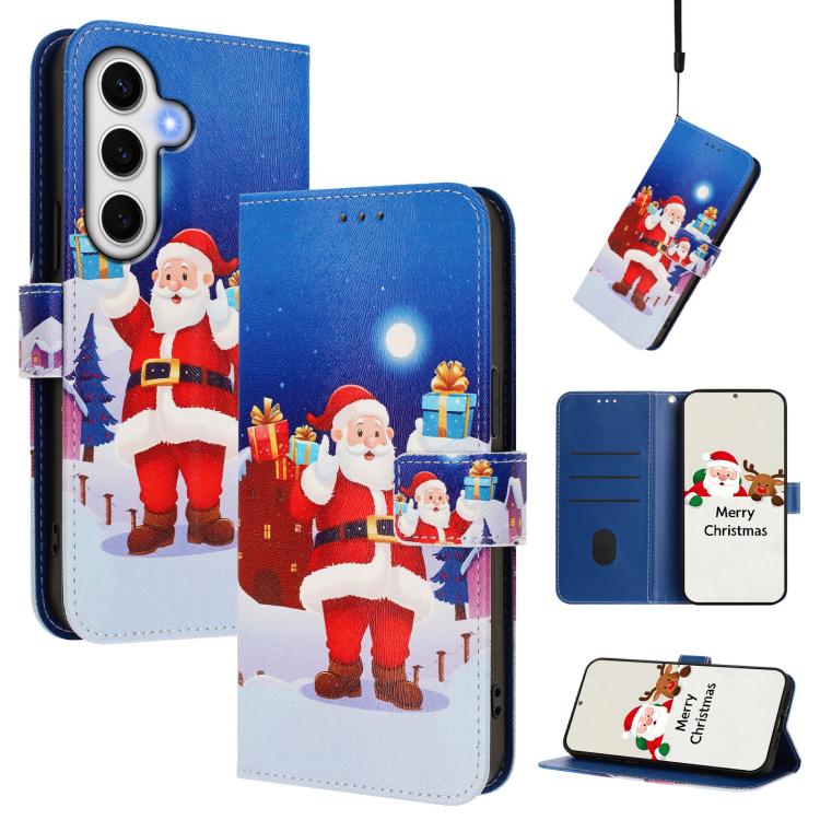Christmas Series Buckle Leather Phone Case with Hand Strap, For Samsung Galaxy S25 Ultra 5G, For Samsung Galaxy S24 FE 5G, For Samsung Galaxy Xcover7 Pro, For Samsung Galaxy Xcover7 5G, For Samsung Galaxy S24 Ultra 5G, For Samsung Galaxy S23 FE 5G     ...