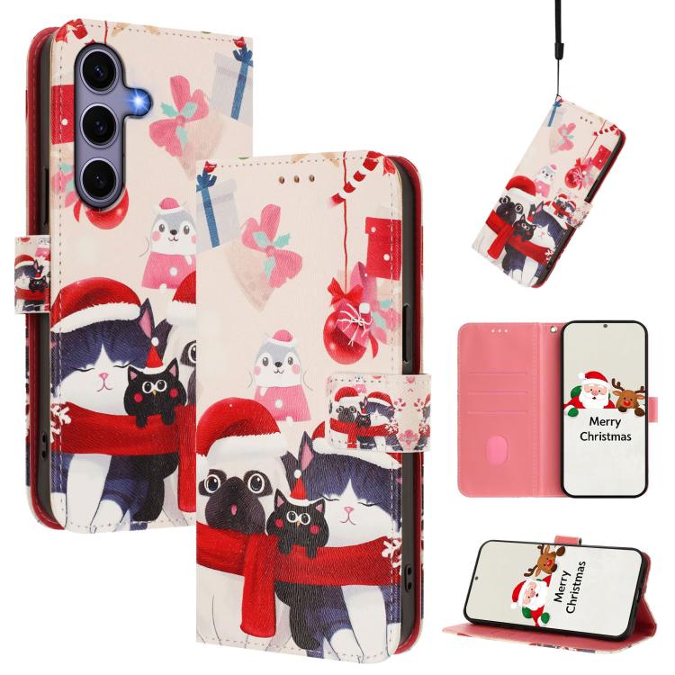 Christmas Series Buckle Leather Phone Case with Hand Strap, For Samsung Galaxy S26+ 5G, For Samsung Galaxy S26 Edge 5G, For Samsung Galaxy S26 Ultra 5G, For Samsung Galaxy S26 5G, For Samsung Galaxy S25 FE 5G, For Samsung Galaxy S25 Edge 5G            ...