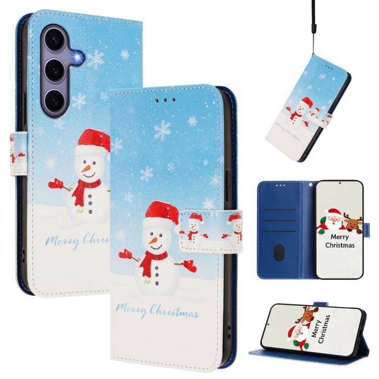 Christmas Series Buckle Leather Phone Case with Hand Strap, For Samsung Galaxy S26+ 5G, For Samsung Galaxy S26 Edge 5G, For Samsung Galaxy S26 Ultra 5G, For Samsung Galaxy S26 5G, For Samsung Galaxy S25 FE 5G, For Samsung Galaxy S25 Edge 5G            ...