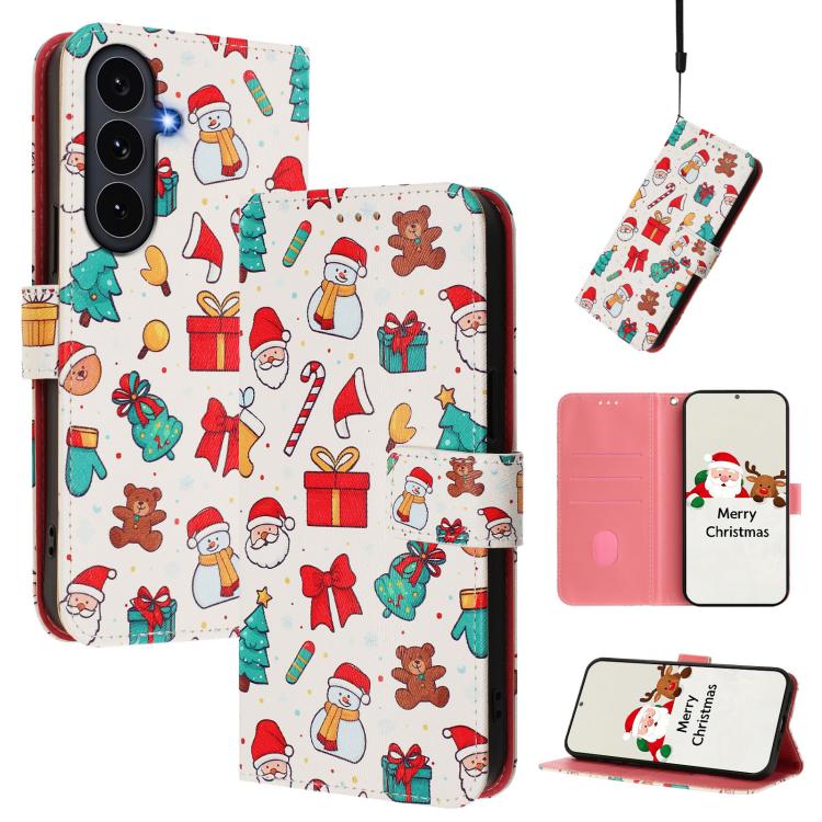 Christmas Series Buckle Leather Phone Case with Hand Strap, For Samsung Galaxy S26+ 5G, For Samsung Galaxy S26 Edge 5G, For Samsung Galaxy S26 Ultra 5G, For Samsung Galaxy S26 5G, For Samsung Galaxy S25 FE 5G, For Samsung Galaxy S25 Edge 5G            ...