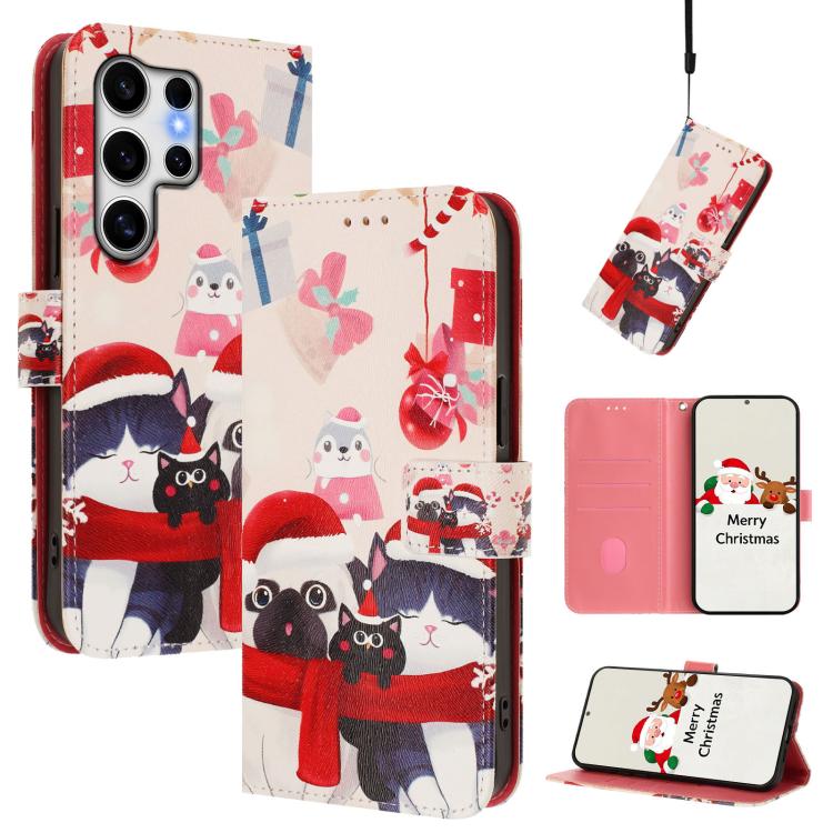 Christmas Series Buckle Leather Phone Case with Hand Strap, For Samsung Galaxy S25 Ultra 5G, For Samsung Galaxy S24 FE 5G, For Samsung Galaxy Xcover7 Pro, For Samsung Galaxy Xcover7 5G, For Samsung Galaxy S24 Ultra 5G, For Samsung Galaxy S23 FE 5G     ...