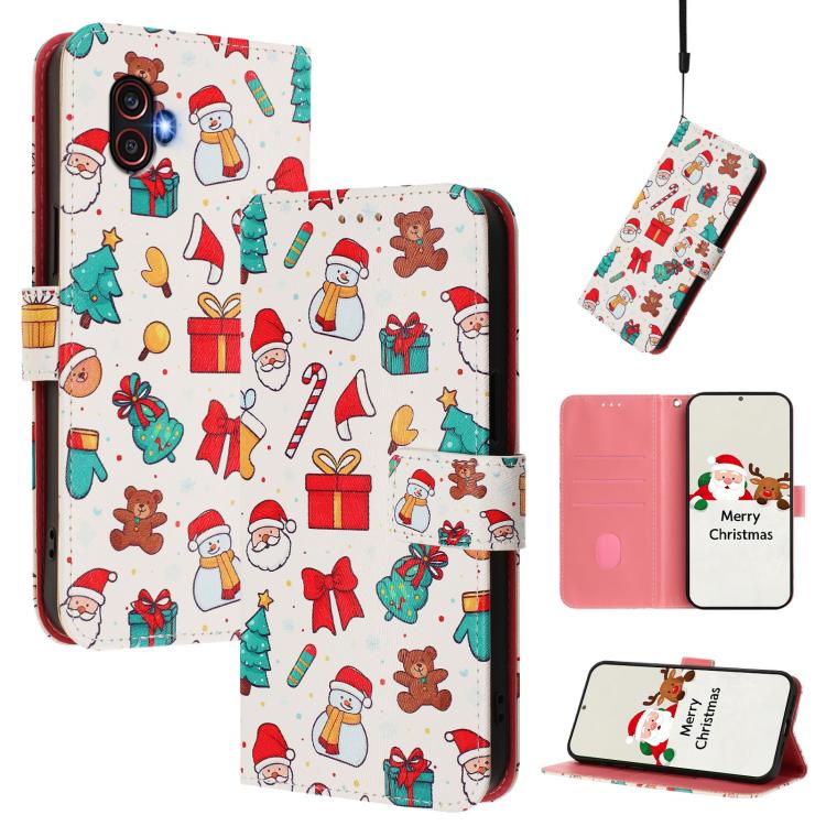 Christmas Series Buckle Leather Phone Case with Hand Strap, For Samsung Galaxy S23 5G, For Samsung Galaxy Xcover6 Pro, For Samsung Galaxy S22 Ultra 5G, For Samsung Galaxy S22+ 5G, For Samsung Galaxy S22 5G